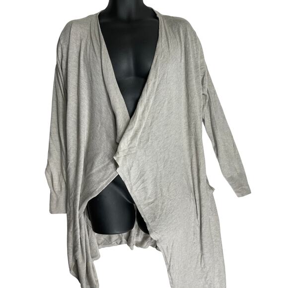 Chelsea Theodore Cardigan Women XXL Gray Sweater Open Front Wool Blend HOLE - Picture 1 of 6